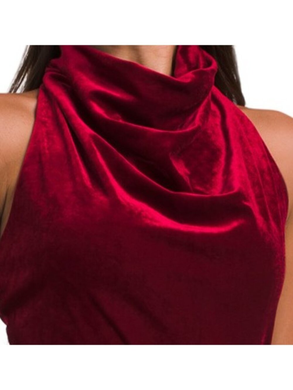 TAYLOR Velvet Cowl Neck Fit And Flare Dress - Picture 3 of 5